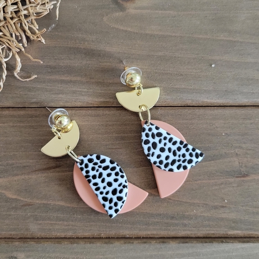 Geometric shape color drop‎ earrings